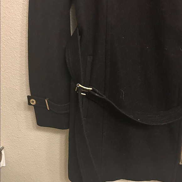 MICHAEL Michael Kors Women Black Long Zip Pea Coat with Gold Accents Size 4 - Picture 5 of 6